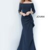 Jovani 00446 Light Blue Sheath Off the Shoulder Evening Dress