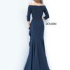 Jovani 00446 Light Blue Sheath Off the Shoulder Evening Dress