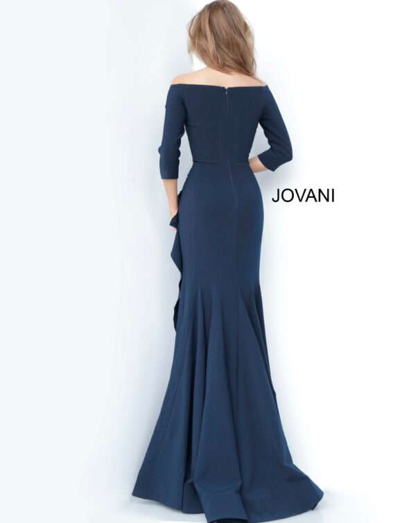 Jovani 00446 Light Blue Sheath Off the Shoulder Evening Dress
