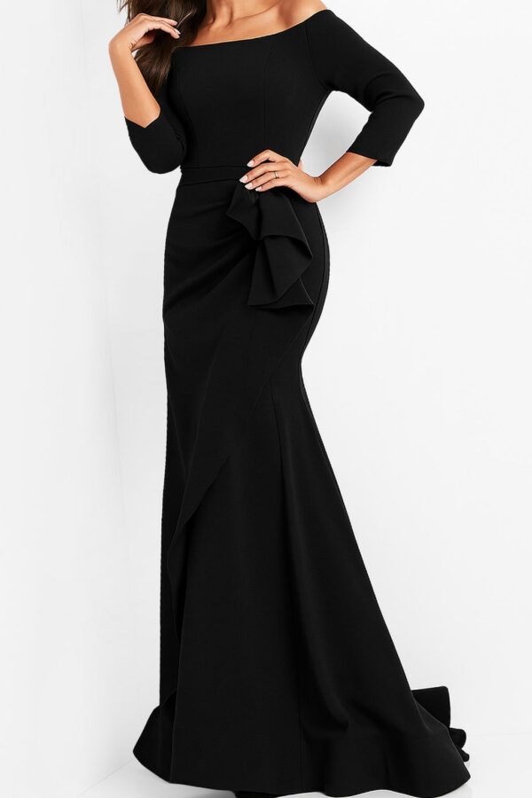 Jovani 00446 Light Blue Sheath Off the Shoulder Evening Dress