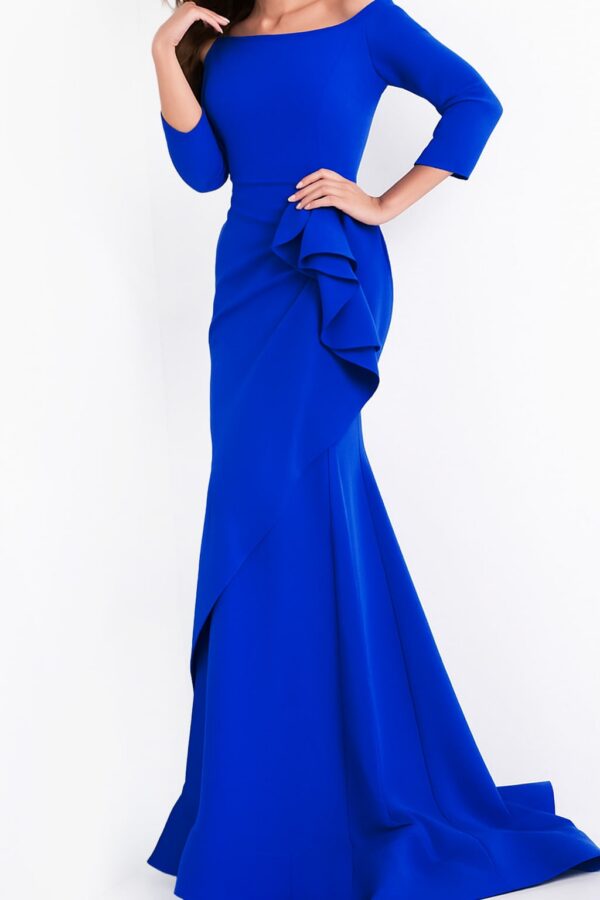 Jovani 00446 Light Blue Sheath Off the Shoulder Evening Dress