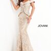 Jovani 02762 Gold Embellished Off the Shoulder Mother of the Bride Dress