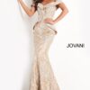 Jovani 02762 Gold Embellished Off the Shoulder Mother of the Bride Dress