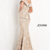 Jovani 02762 Gold Embellished Off the Shoulder Mother of the Bride Dress
