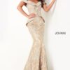 Jovani 02762 Gold Embellished Off the Shoulder Mother of the Bride Dress