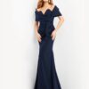 Jovani 06403 Navy Ruched Dress with Wrap