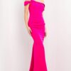 Jovani 06723 Fuchsia Sheath Off The Shoulder Evening Dress