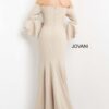 Jovani 07065 Cream Off the Shoulder Bell Sleeve Dress