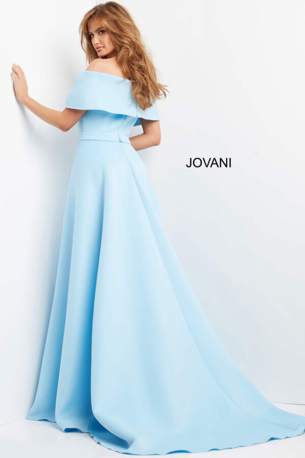 07443-Light20Blue-2013.jpg Jovani 07443 Light Blue Off the Shoulder Ruched Bodice Dress