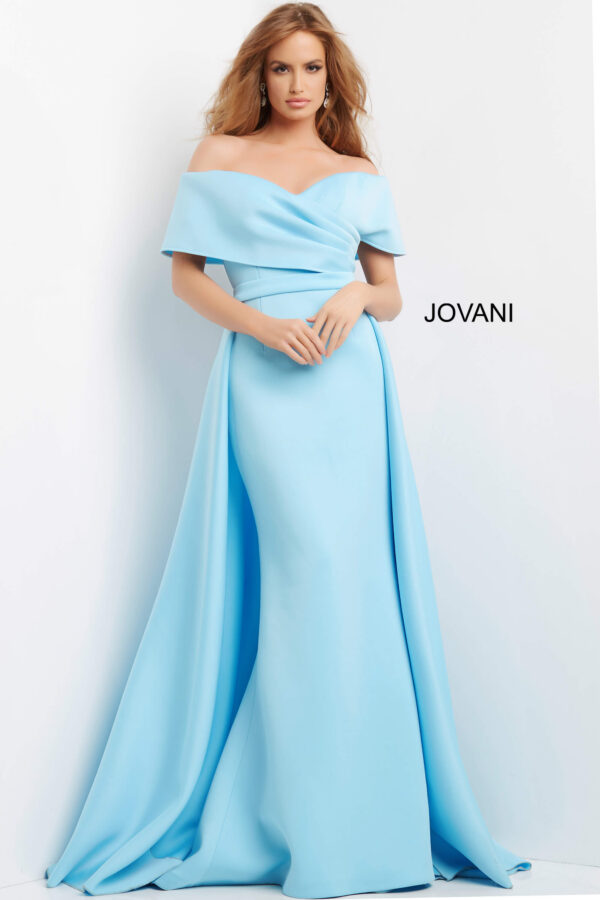 07443-Light20Blue-209.jpg Jovani 07443 Light Blue Off the Shoulder Ruched Bodice Dress