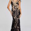 38497-BLACKNUDE-201.jpg Black and Nude Floral Gown 38497