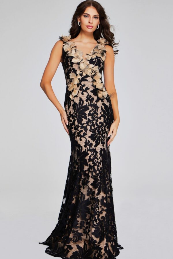 38497-BLACKNUDE-201-scaled-1.jpg Black and Nude Floral Gown 38497