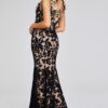 38497-BLACKNUDE-2013.jpg Black and Nude Floral Gown 38497
