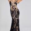 38497-BLACKNUDE-206.jpg Black and Nude Floral Gown 38497