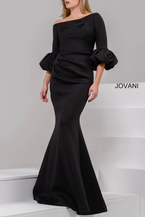 39739-BLACK.jpg Jovani 39739 Off The Shoulder Scuba Mother of the Bride Dress