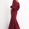39739-Wine-3.jpg Jovani 39739 Off The Shoulder Scuba Mother of the Bride Dress
