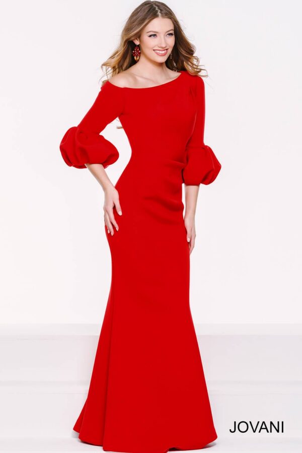 39739-front_1.jpg Jovani 39739 Off The Shoulder Scuba Mother of the Bride Dress