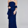 Navy Strapless Textured Mermaid Gown 40045