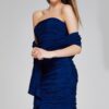 Navy Strapless Textured Mermaid Gown 40045