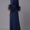 Elegant Long Sleeve Evening Dress With Feather Cuffs 40200