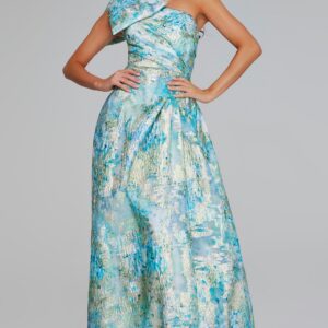 Elegant Mint Multi One-Shoulder Gown 40317