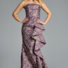 Strapless Textured A-Line Gown with Cascading Ruffle 41134