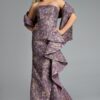 Strapless Textured A-Line Gown with Cascading Ruffle 41134