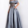 Off-the-Shoulder A-Line Gown with Sheer Beaded Bodice 41198