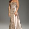 Beaded Strapless Gown with Satin Sash Overlay 42427