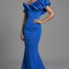 One Shoulder Gown With Sculpted Ruffle Detail 43000