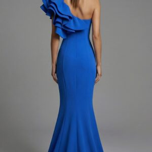 43000-2.jpg One Shoulder Gown With Sculpted Ruffle Detail 43000