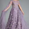 43312_PURPLE_005.jpg Elegant A-Line Gown with Floral Embroidery and Cape Sleeves 43312