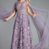 43312_PURPLE_006.jpg Elegant A-Line Gown with Floral Embroidery and Cape Sleeves 43312