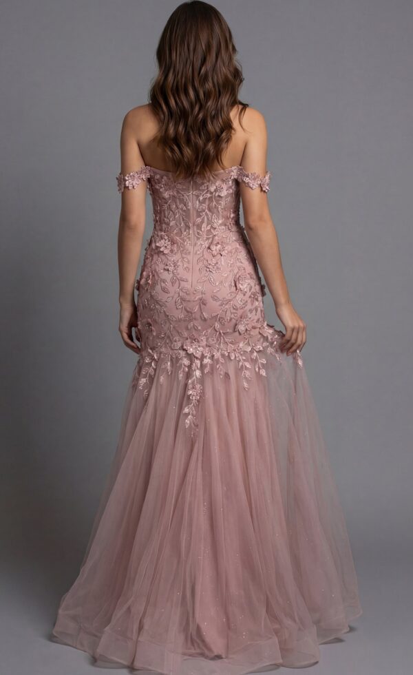 Off Shoulder Floral Lace Mermaid Evening Gown 43405