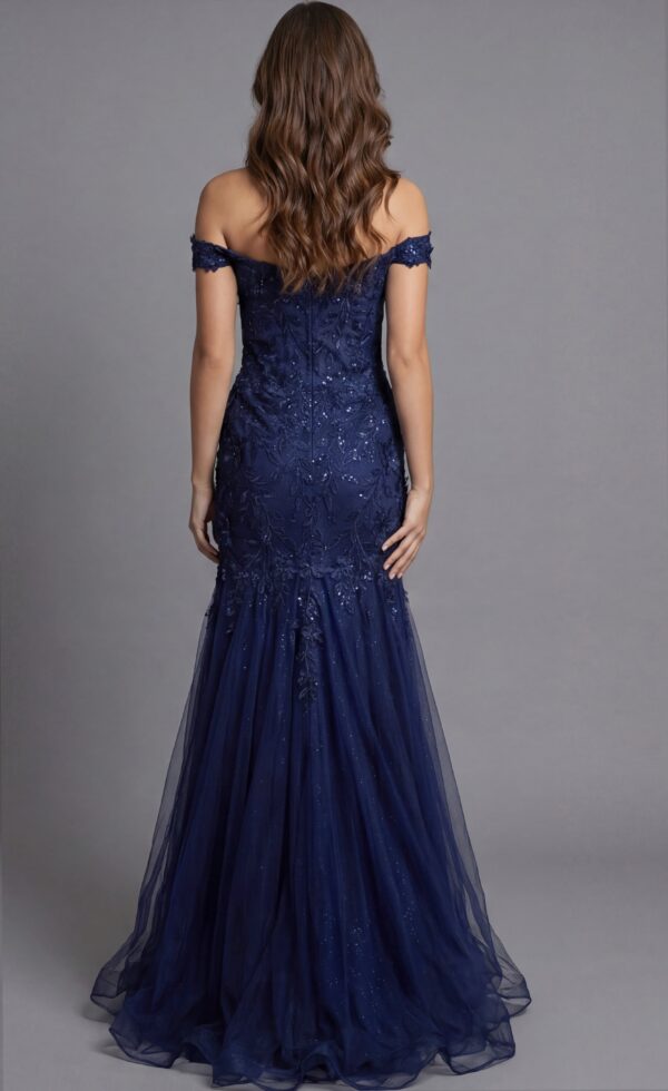 Off Shoulder Floral Lace Mermaid Evening Gown 43405