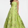 Strapless A-Line Gown with Textured Floral Motif 44369