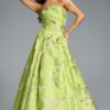 Strapless A-Line Gown with Textured Floral Motif 44369