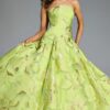 Strapless A-Line Gown with Textured Floral Motif 44369