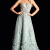 Beaded A-Line Gown With 3D Floral Details 45069