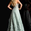 Beaded A-Line Gown With 3D Floral Details 45069