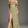 Embellished Off-The-Shoulder Gown with Illusion Bodice 45072