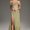 Embellished Off-The-Shoulder Gown with Illusion Bodice 45072