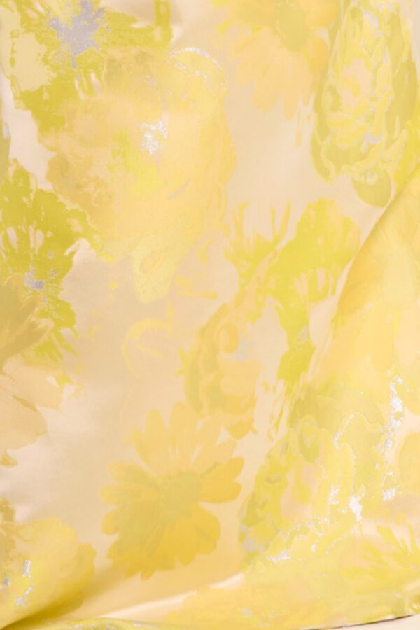 Elegant Strapless Gown with Sheen Floral Overlay 45289