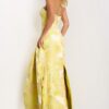 Elegant Strapless Gown with Sheen Floral Overlay 45289