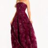 46033_BURGUNDY_14259.jpg Strapless Ball Gown with Beaded Floral Appliques 46033