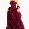 46033_BURGUNDY_14288.jpg Strapless Ball Gown with Beaded Floral Appliques 46033