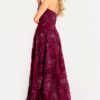 46033_BURGUNDY_14297.jpg Strapless Ball Gown with Beaded Floral Appliques 46033