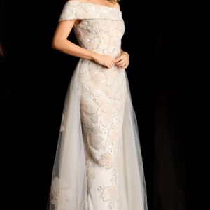 Embellished Gown With Sheer Overskirt 46034