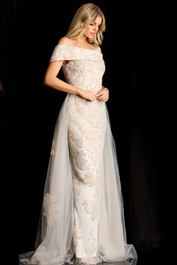 Embellished Gown With Sheer Overskirt 46034