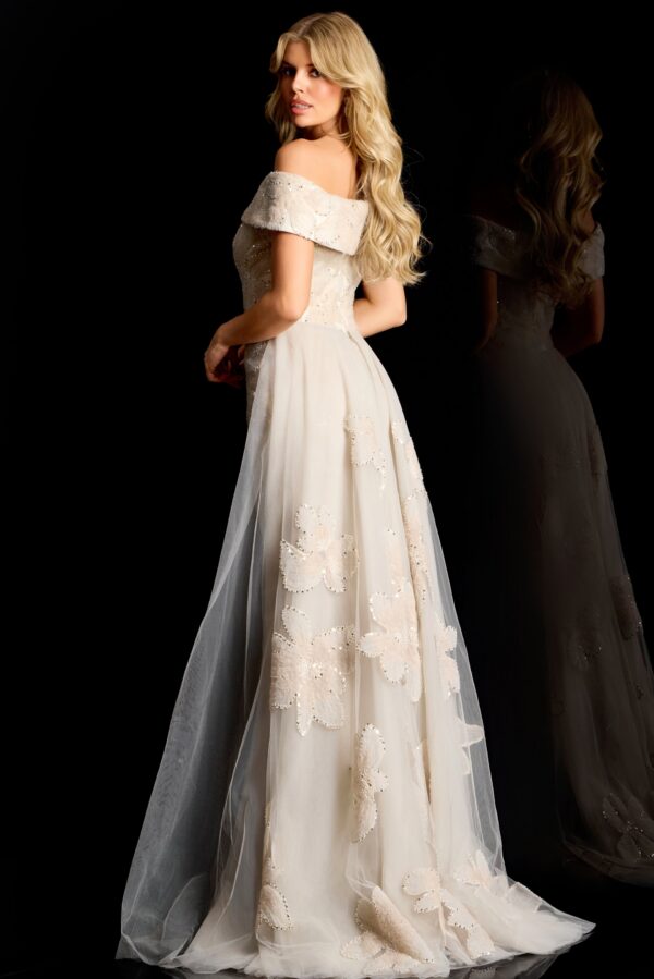 Embellished Gown With Sheer Overskirt 46034